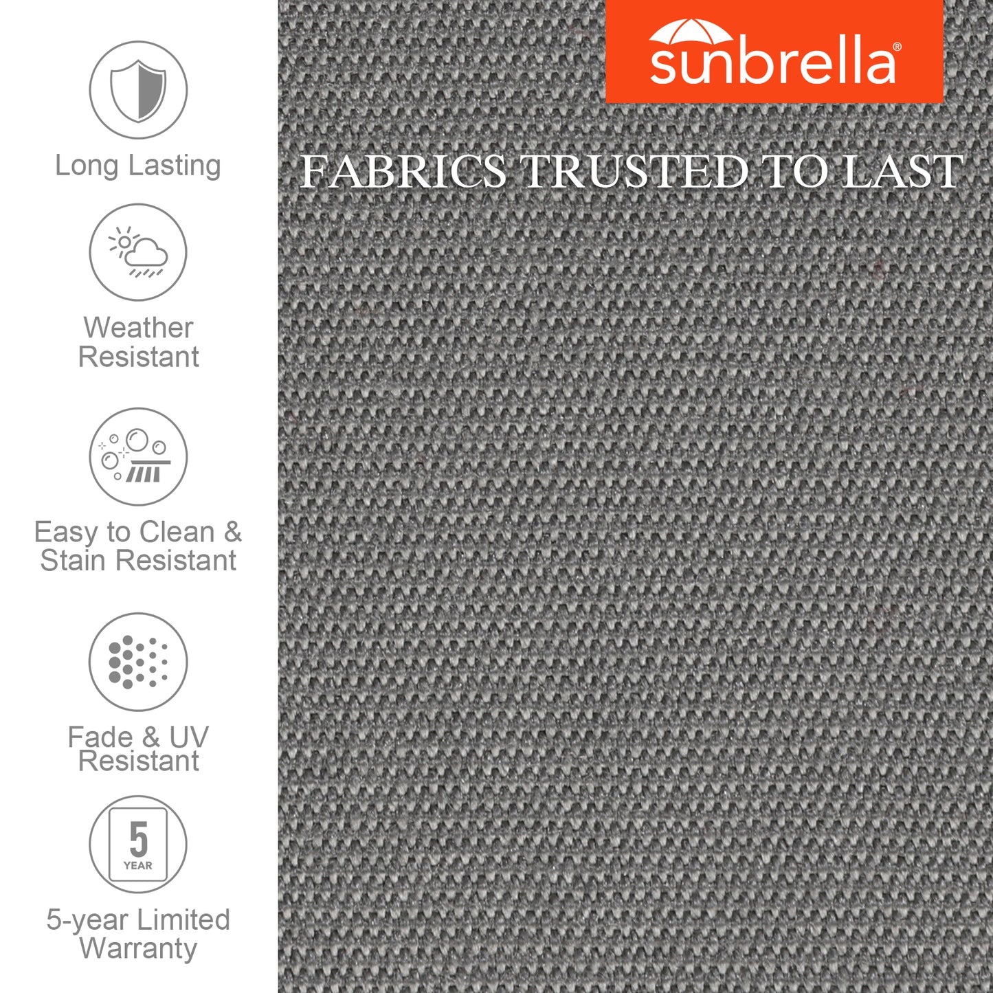 Premium Sunbrella Fabric Outdoor Patio Chair Cushions Set, Canvas Charcoal