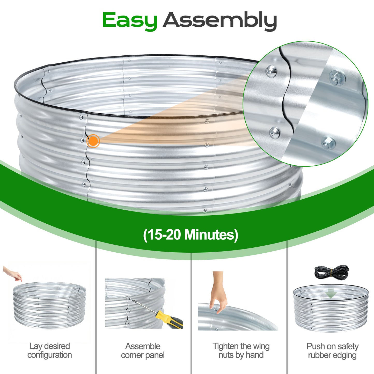 17" Tall 42" Metal Raised Garden Bed Kit