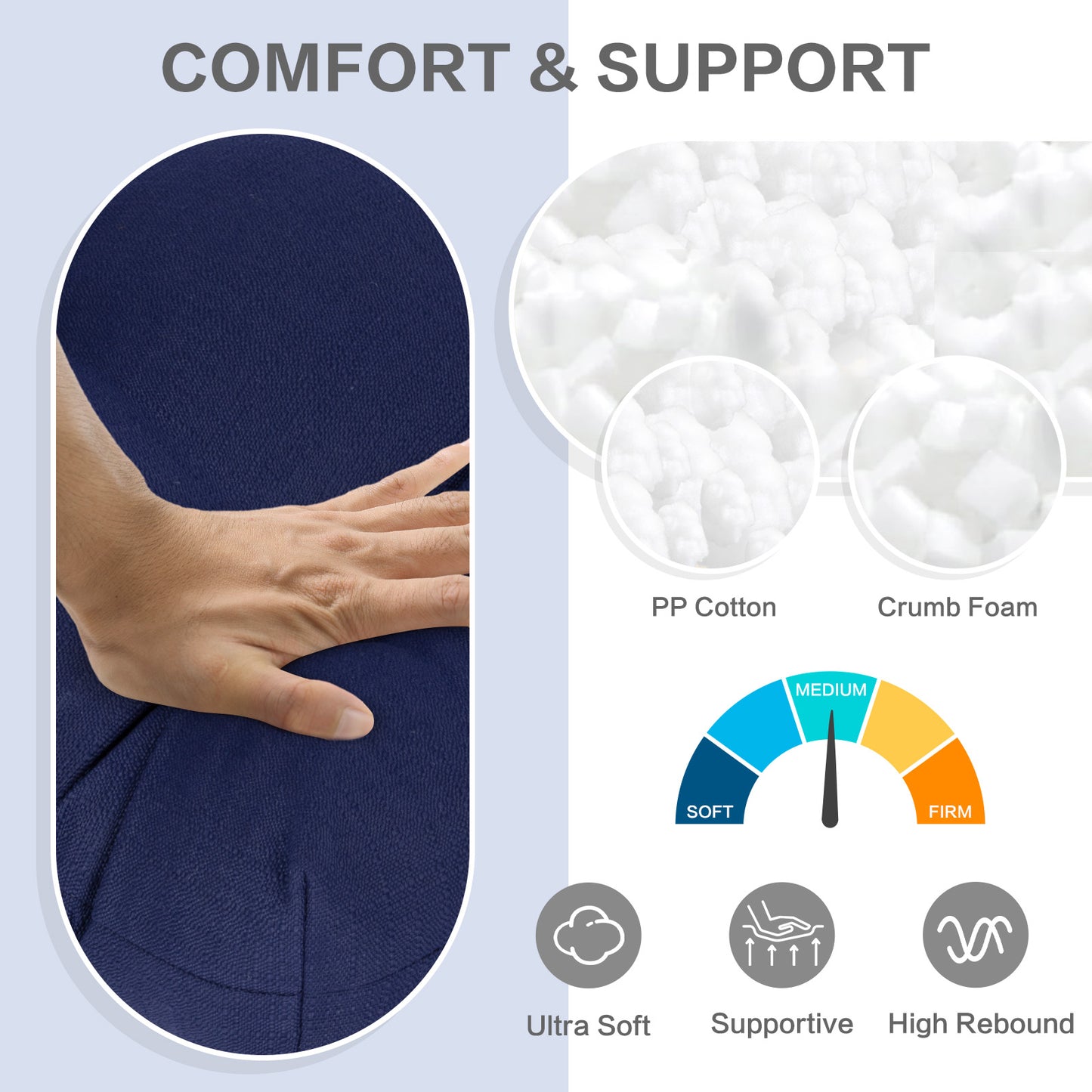 19x19x5 Inch Tufted Outdoor Chair Cushions, Water and Fade Resistant Polyester Dining Chair Pads with Ties - Dark Blue - Aoodor 