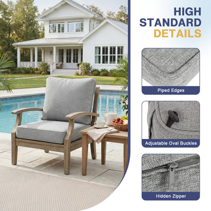 Outdoor Deep Seat Cushion Set, Patio Chair Back & Seat Cushions, Light Gray