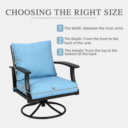 Outdoor Deep Seat Cushion Set, Waterproof Patio Chair Cushions, Lake Blue