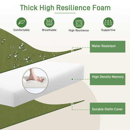 Outdoor Deep Seat Cushion Set with Lumbar Pillow, Green