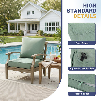 Outdoor Deep Seat Cushion Set, Patio Chair Back & Seat Cushions, Forest Green