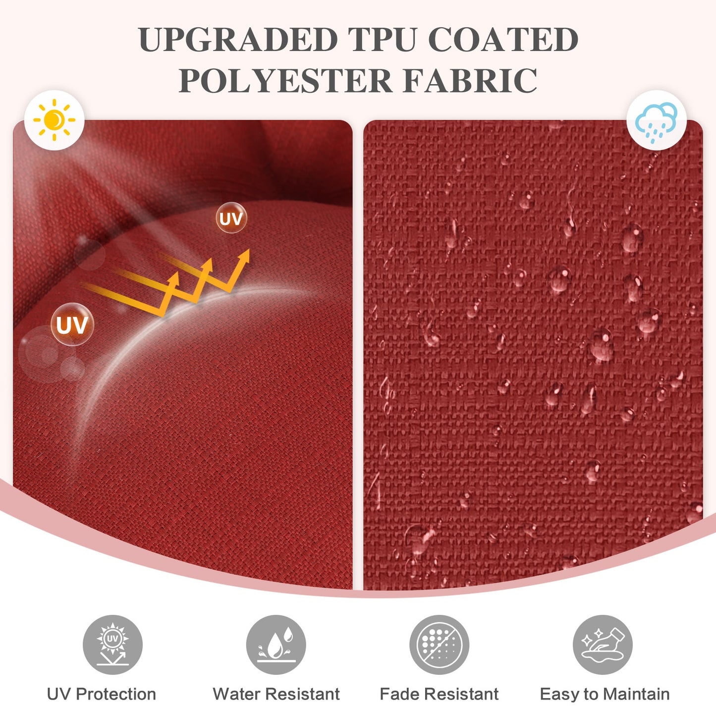 59" Tufted Porch Swing Cushions, Extra 5.1" Thick Outdoor Swing Bench Replacement Cushion with Backrest and 2 Pillows - Red - Aoodor 