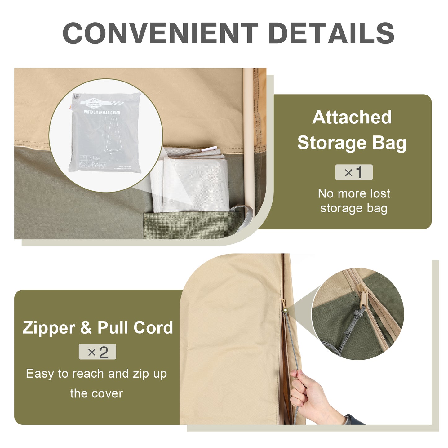 Patio Umbrella Cover for 6-9ft Market Umbrella