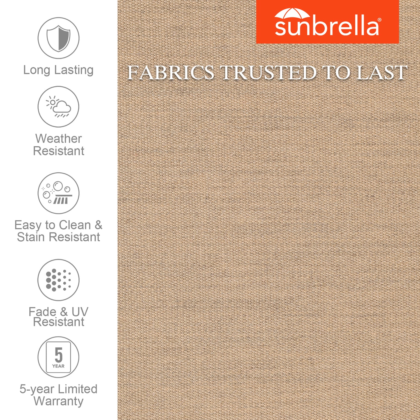 Smile Outdoor Chair Cushion Set, Sunbrella Fabric Deep Seating Cushions, Canvas Heather Beige