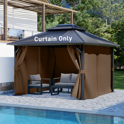 Outdoor Gazebo Curtains, 4 Panels Privacy Sidewall Replacement (Curtain Only) - Brown - Aoodor 
