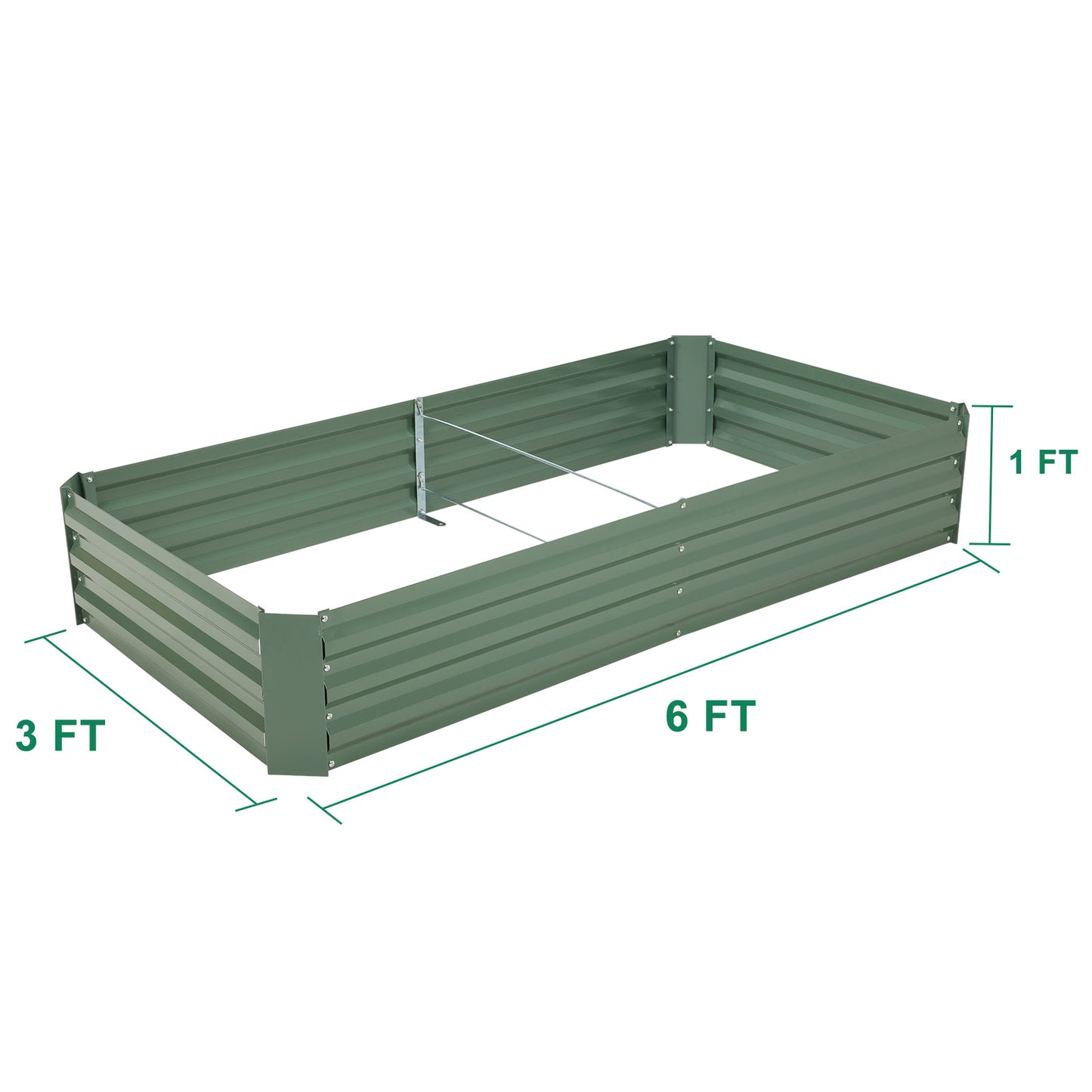 11" Tall Metal Raised Garden Bed, Galvanized Steel Planter Box - 6'x3'