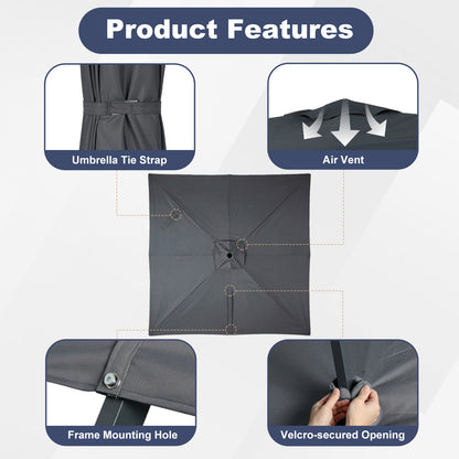 10x10 ft. Cantilever Umbrella Replacement Canopy for 8 Ribs Square Offset Umbrella