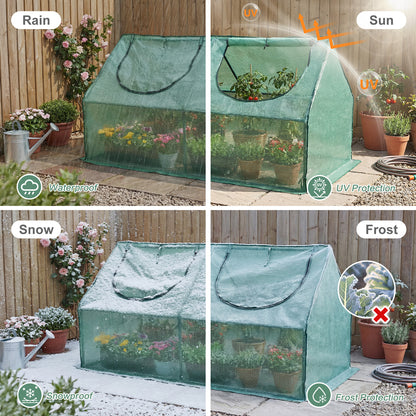 Mini Greenhouse with Zipper Doors, Waterproof & UV Protected, Green
