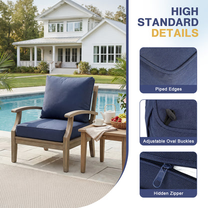 Outdoor Deep Seat Cushion Set, Patio Chair Back & Seat Cushions, Navy Blue