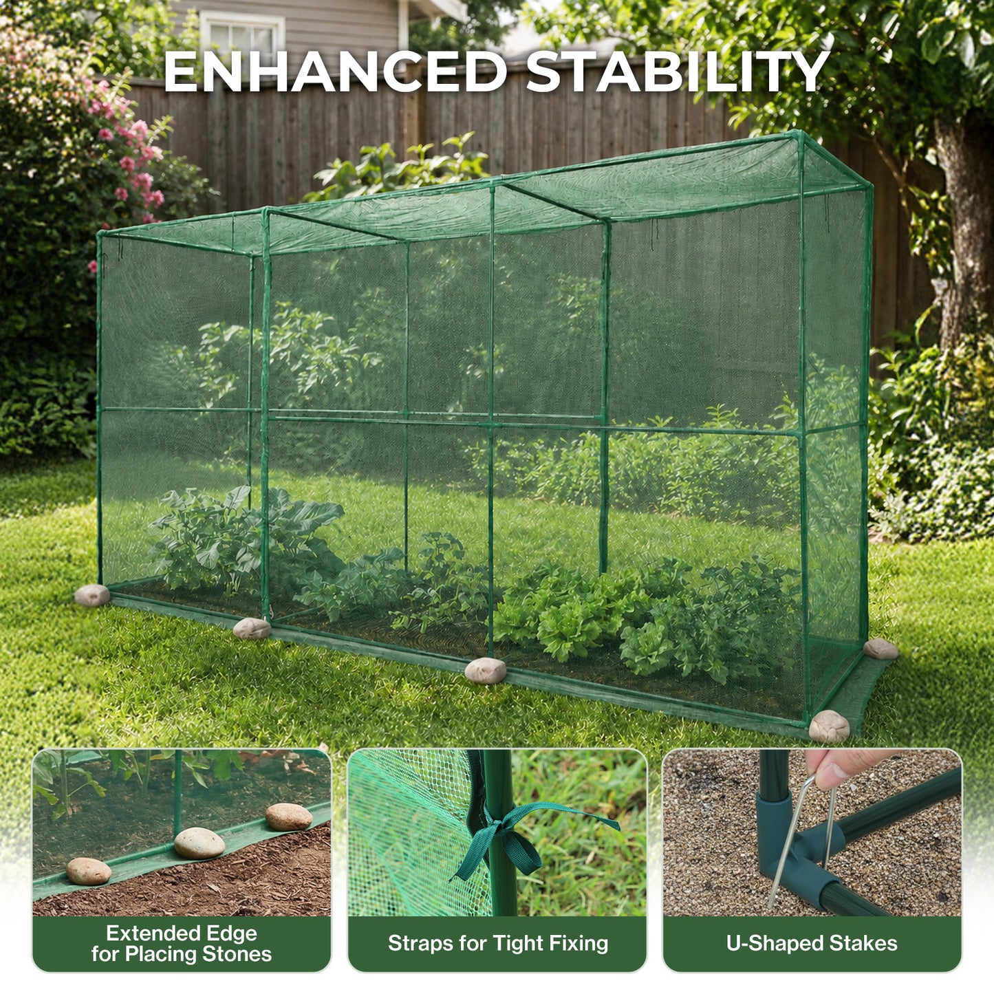 12x4x6 ft. Crop Cage Plant Protection Netting Tent with Zipper Doors