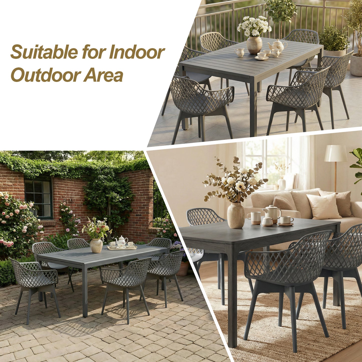 Modern Weather Resistant Plastic Dining Chairs Set: Ergonomic Comfort