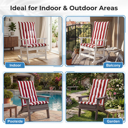 47x21x2.4 inch High Back Tufted Patio Chair Cushions, Red Stripe