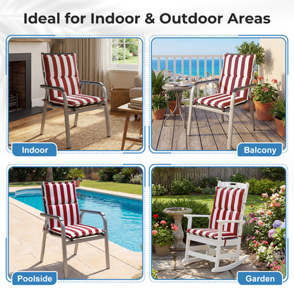 39x20x2.4 inch Outdoor Chair Cushions, Three-Section, Red Stripe