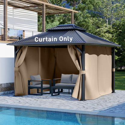 Outdoor Gazebo Curtains, 4 Panels Privacy Sidewall Replacement (Curtain Only) - Sand Yellow - Aoodor 