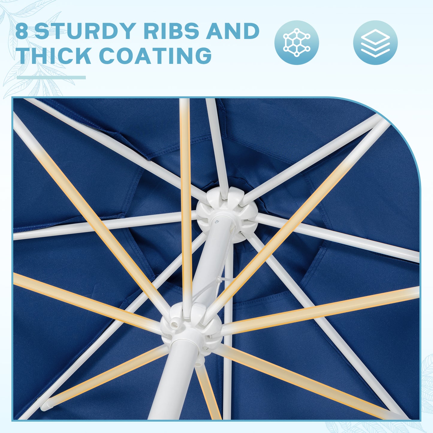 9 ft. Outdoor Patio Market Umbrella with 8 Sturdy Ribs, Push Button Tilt and Crank - Aoodor 