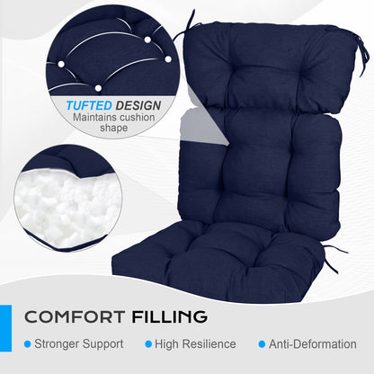 Tufted Outdoor High Back Chair Cushions Patio Rocking Pads for Furniture, Dark Blue - Aoodor 