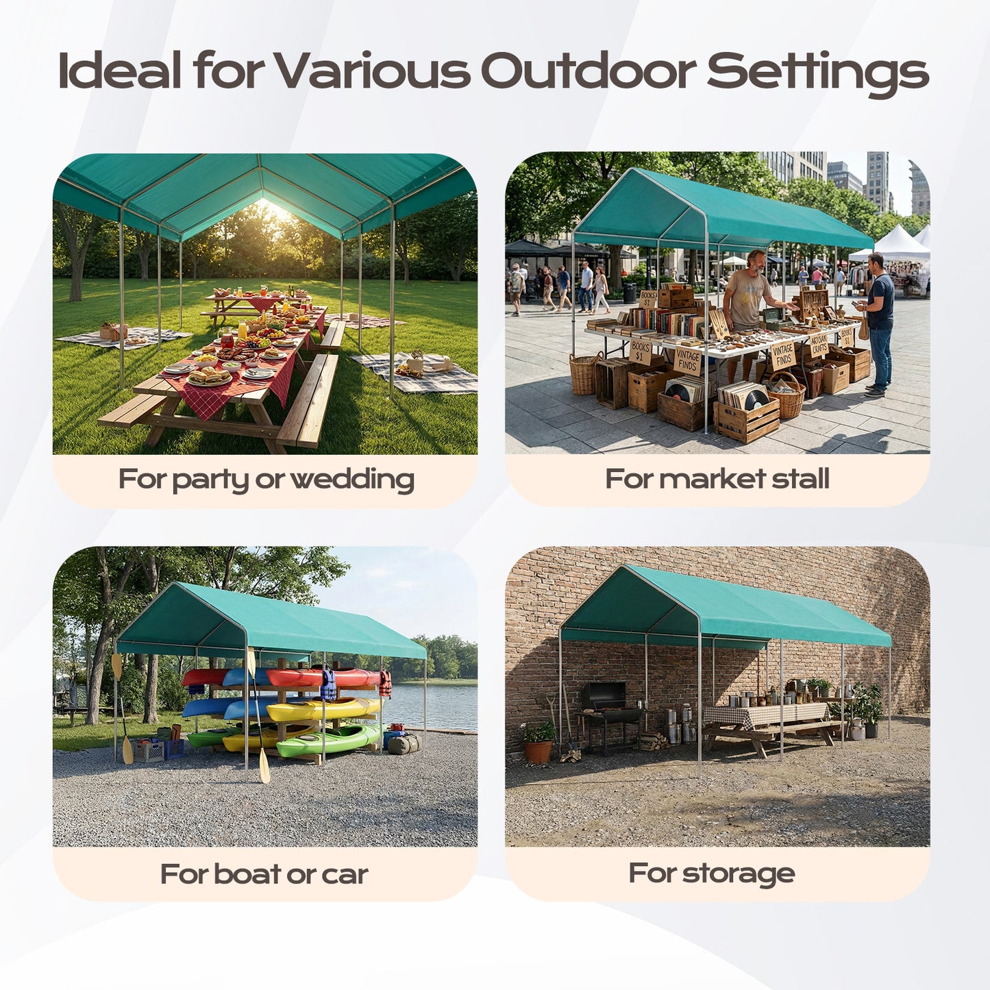 10x20 ft. Carport Replacement Canopy Cover