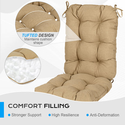 Tufted Outdoor High Back Chair Cushions Patio Replacement Cushion, Brown - Aoodor 