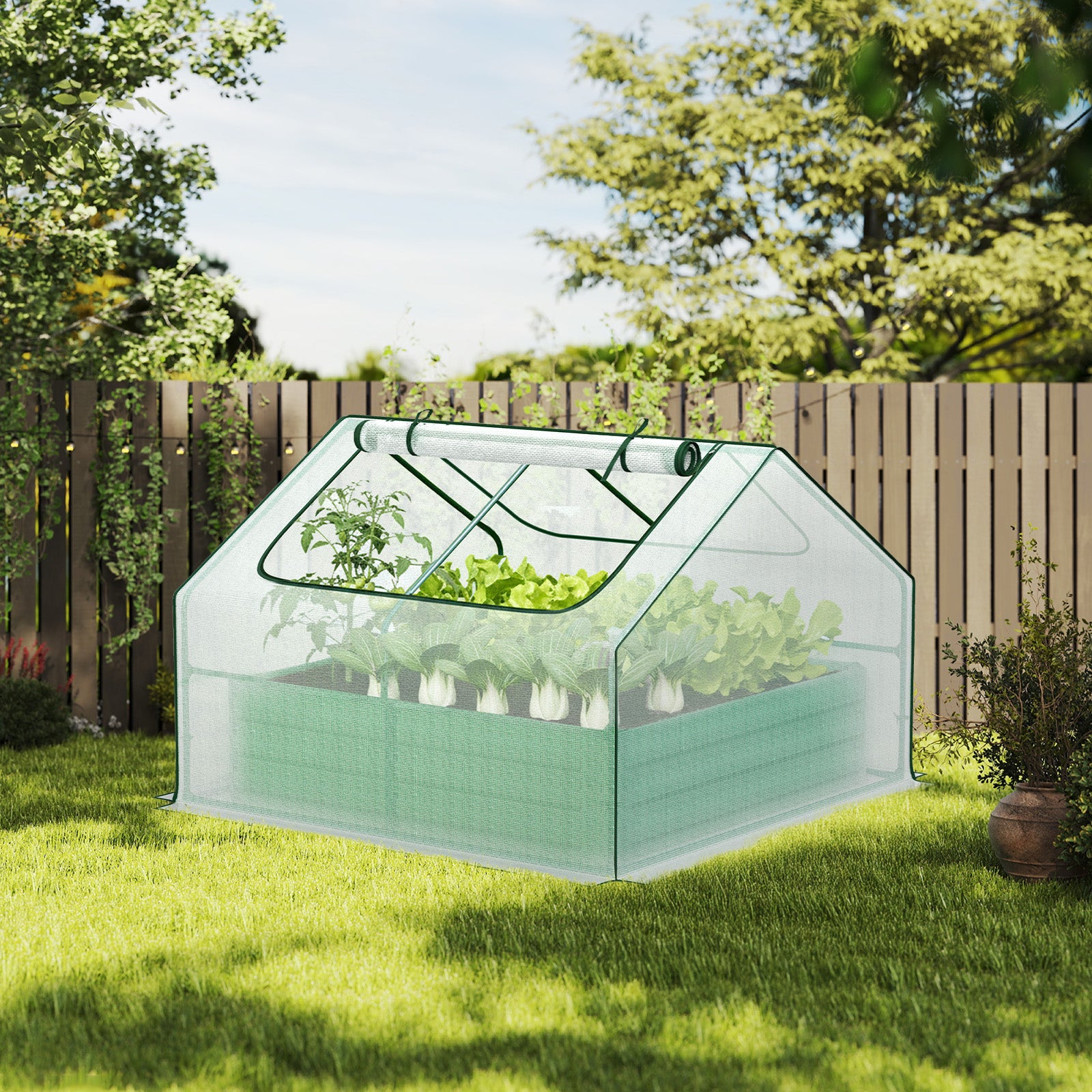 Mini Greenhouse Kit With Raised Garden Metal Beds - Aoodor 