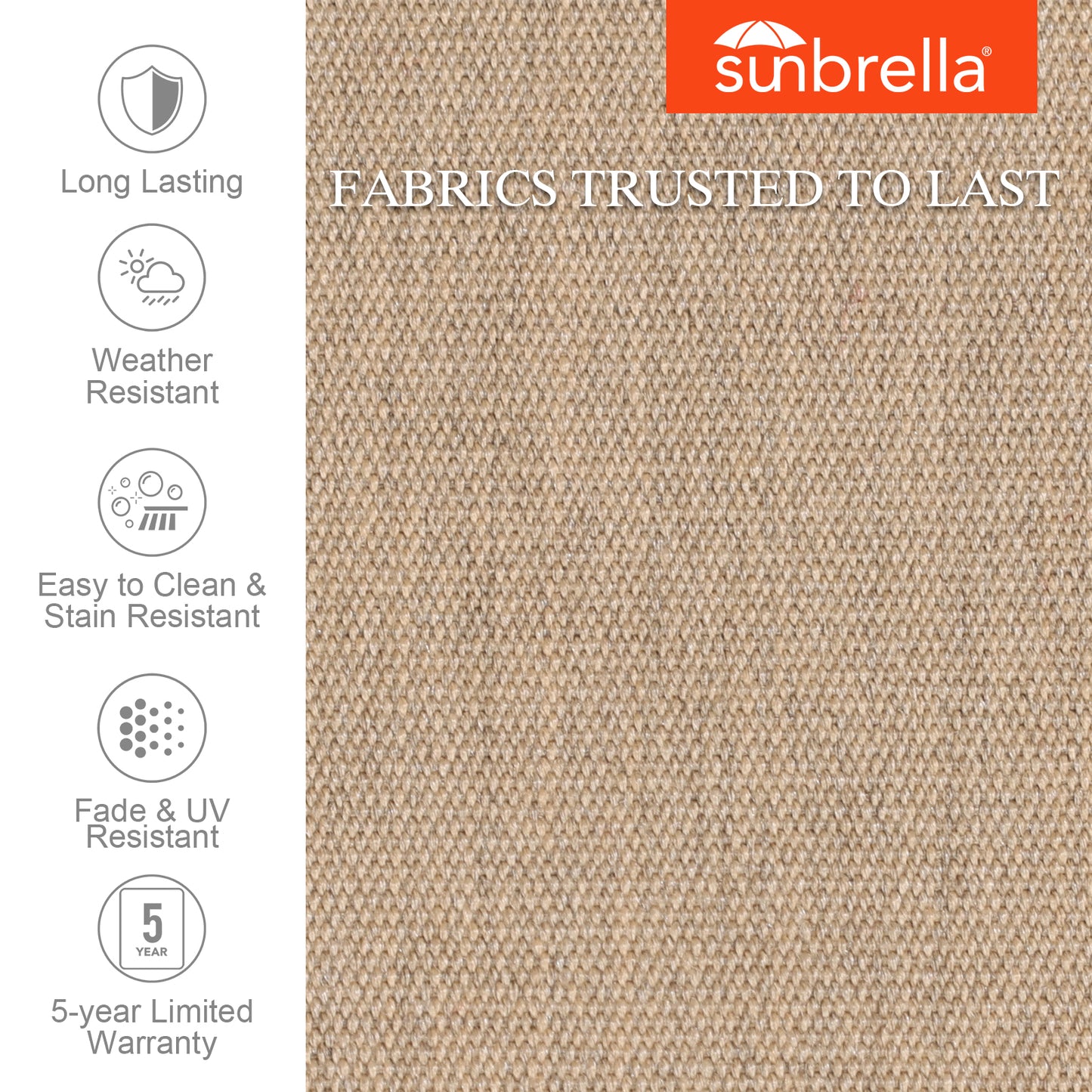 Premium Sunbrella Fabric Outdoor Patio Chair Cushions Set, Canvas Heather Beige