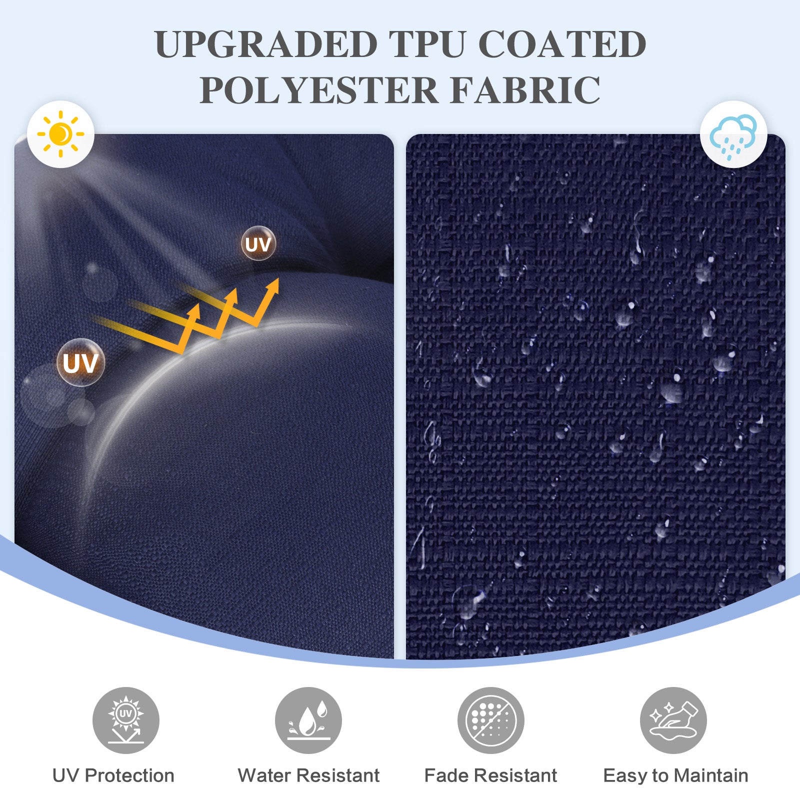 59" Tufted Porch Swing Cushions, Extra 5.1" Thick Outdoor Swing Bench Replacement Cushion with Backrest and 2 Pillows - Dark Blue - Aoodor 