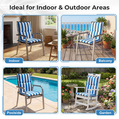 39x20x2.4 inch Outdoor Chair Cushions, Three-Section, Blue Stripe