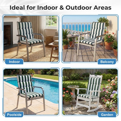39x20x2.4 inch Outdoor Chair Cushions, Green Stripe