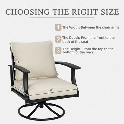 Outdoor Deep Seat Cushion Set, Waterproof Patio Chair Cushions, Beige