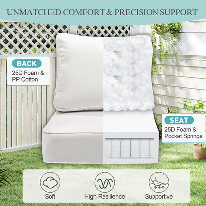 Premium Sunbrella Fabric Outdoor Patio Chair Cushions Set, Canvas Natural