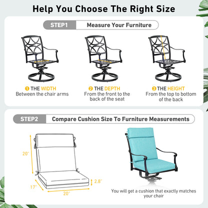 Outdoor High Back Dining Chair Cushion Set, Polyester Fabric, TPU Water Repellent Coating, Teal - Aoodor 