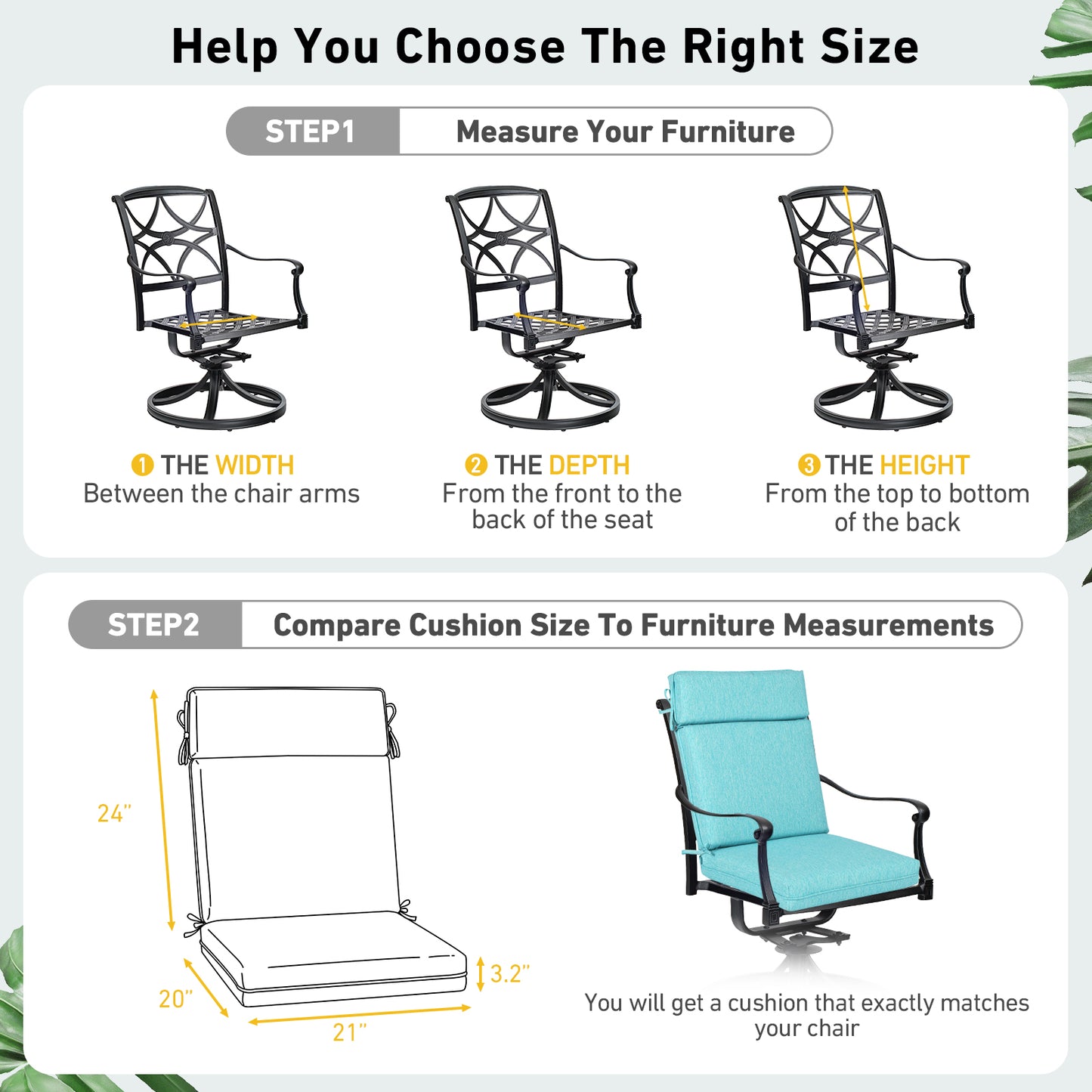 Outdoor High Back Dining Chair Cushion Set, Polyester Fabric, TPU Water Repellent Coating, Teal - Aoodor 