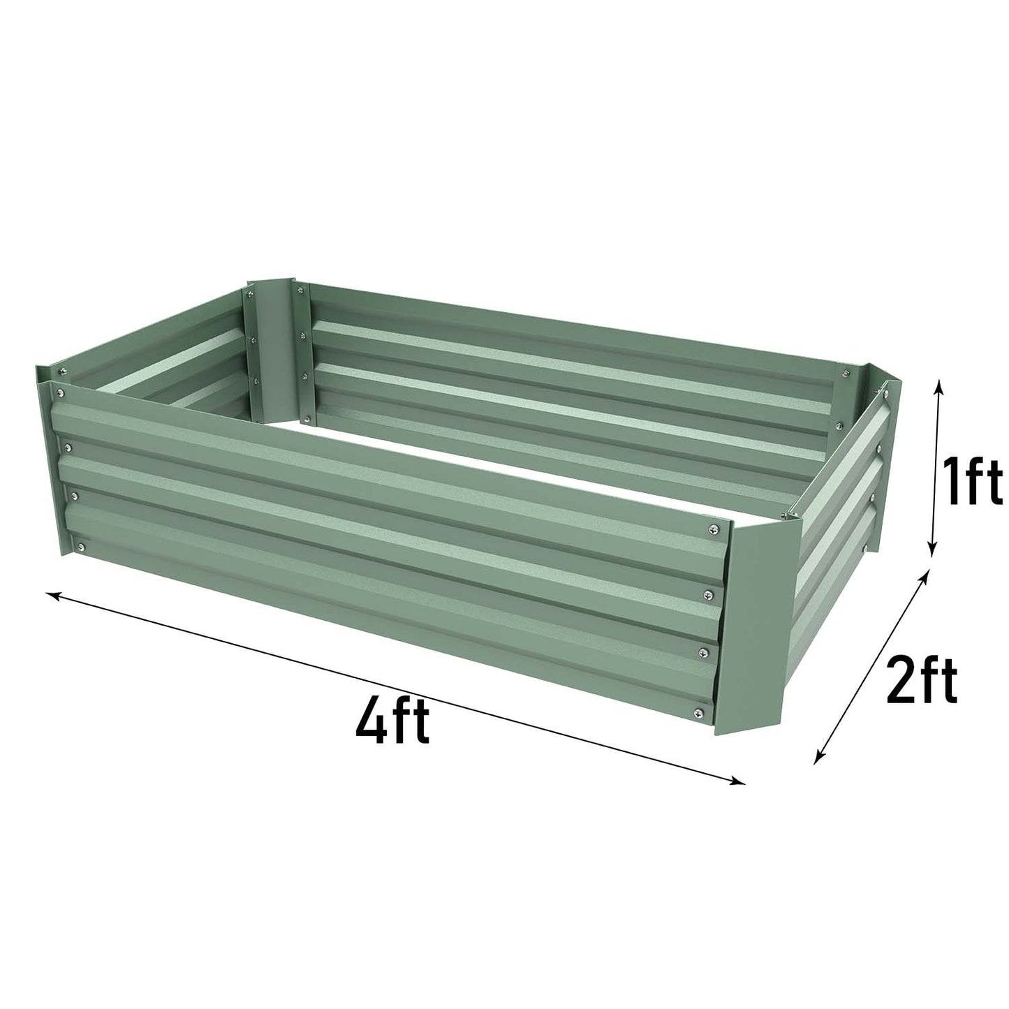11" Tall Metal Raised Garden Bed, Galvanized Steel Planter Box - 4'x2'