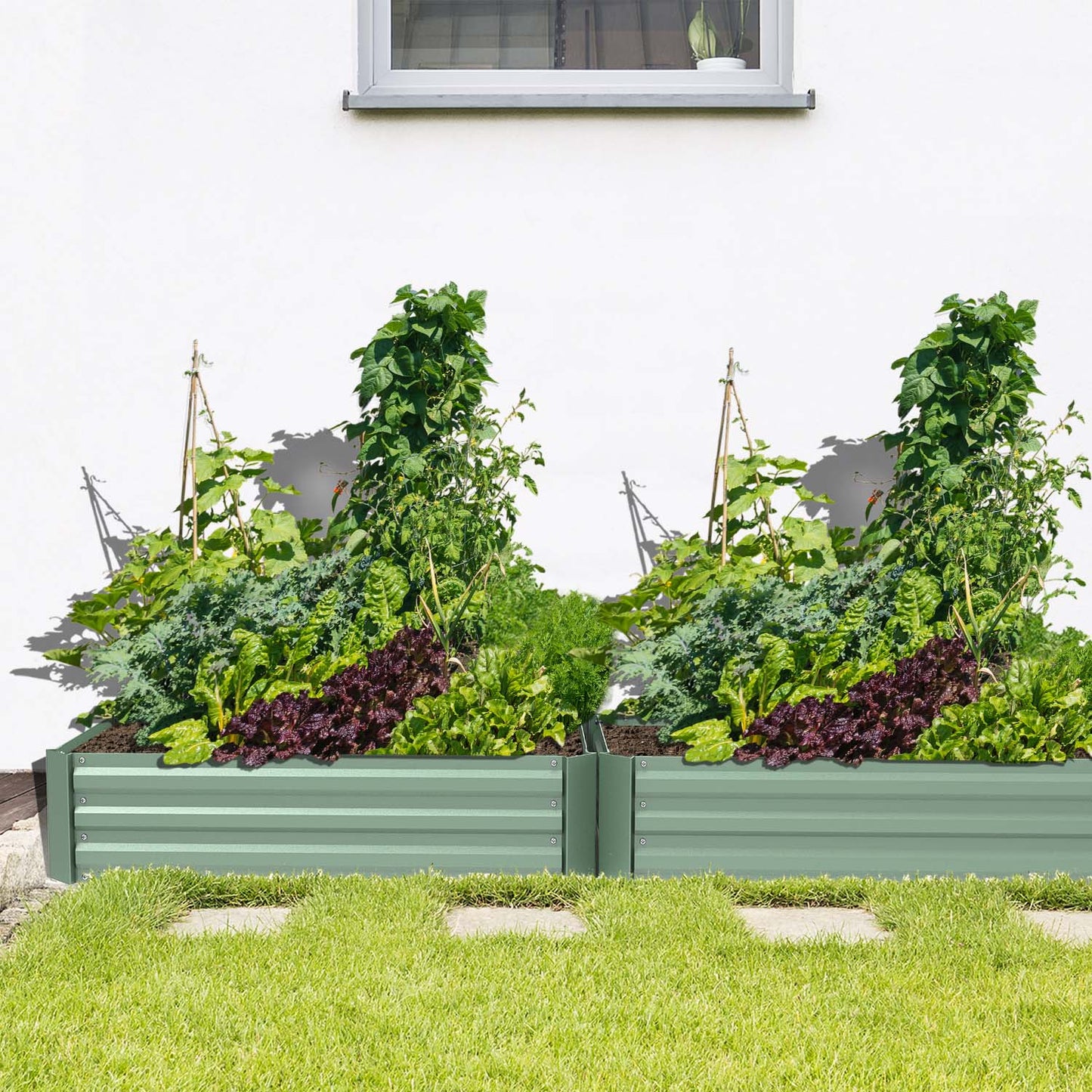 11" Tall Metal Raised Garden Bed, Galvanized Steel Planter Box - 4'x2'