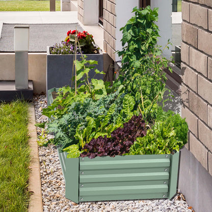 11" Tall Metal Raised Garden Bed, Galvanized Steel Planter Box - 4'x2'