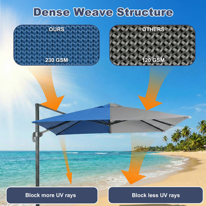 10x10 ft. Cantilever Umbrella Replacement Canopy for 8 Ribs Square Offset Umbrella