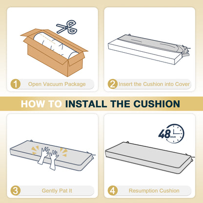 46x18x3 inch Patio Bench Cushion - Charcoal - Aoodor 