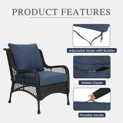 Outdoor Deep Seat Cushion Set, Waterproof Patio Chair Cushions, Navy Blue