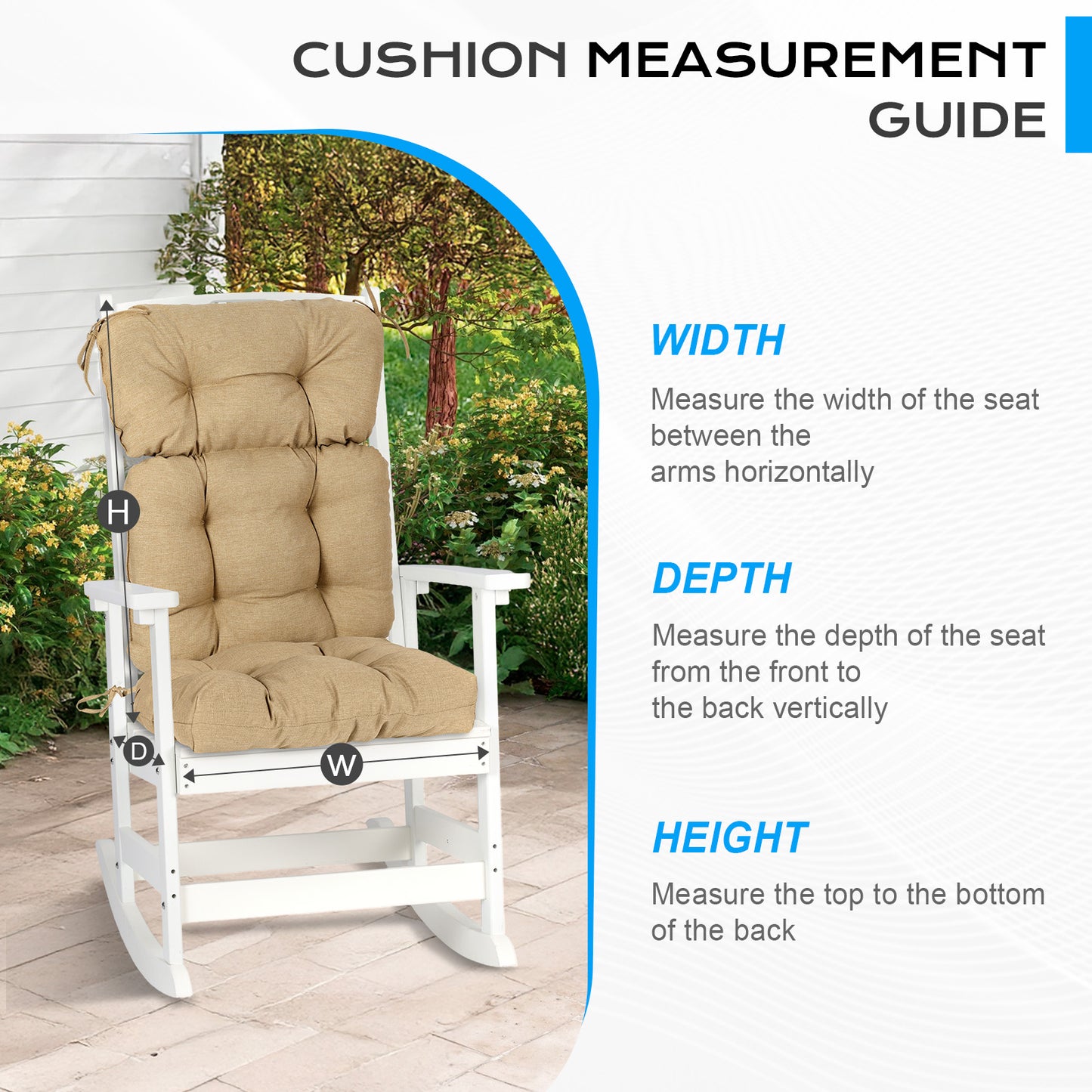 Tufted Outdoor High Back Chair Cushions Patio Rocking Pads for Furniture, Brown - Aoodor 