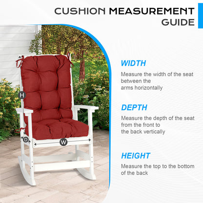 Tufted Outdoor High Back Chair Cushions Patio Replacement Cushion, Red - Aoodor 