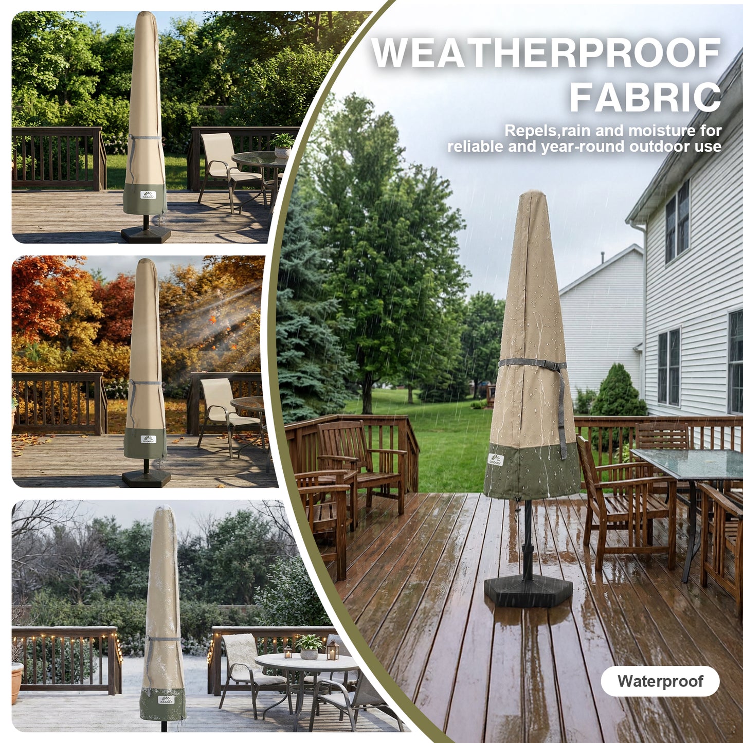 Patio Umbrella Cover for 6-9ft Market Umbrella