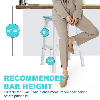 28 Inch Outdoor Bar Stools Set of 2, HDPE Patio Bar Height Saddle Stools with Footrest for Backyard - Aoodor 