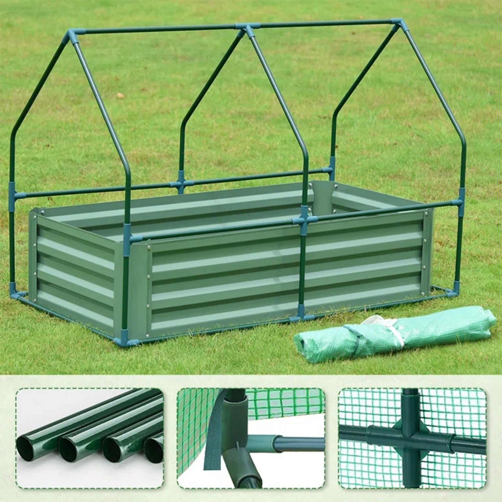 Mini Greenhouse Kit With Raised Garden Metal Beds - Aoodor 