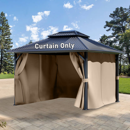 Outdoor Gazebo Curtains, 4 Panels Privacy Sidewall Replacement (Curtain Only) - Sand Yellow - Aoodor 