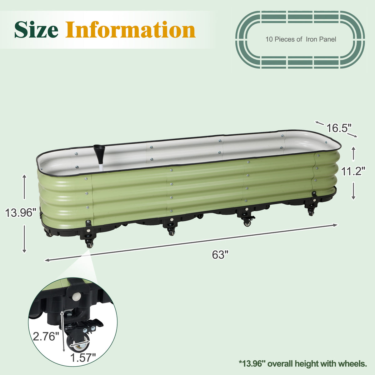 Rolling Raised Garden Bed, Self Watering Planter Box