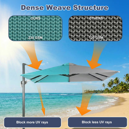 10x10 ft. Cantilever Umbrella Replacement Canopy for 8 Ribs Square Offset Umbrella