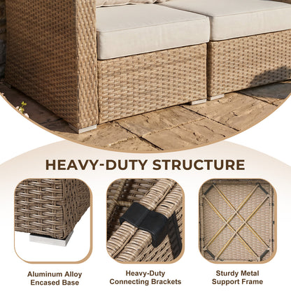 Premium Turquoise 8-Piece Half-Moon Wicker Outdoor Sofa Set - Durable Outdoor Seating