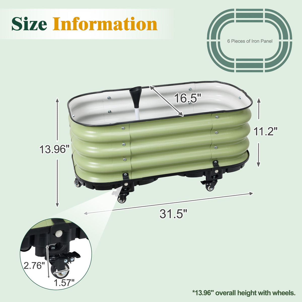 Rolling Raised Garden Bed, Self Watering Planter Box