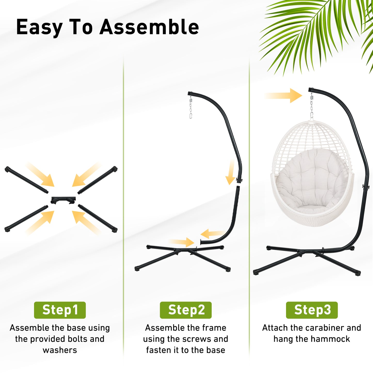 Hammock Steel Stand Only C-Stand - 300 Pound Capacity - Aoodor 